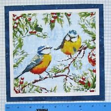 Christmas Fabric Panel /Block/Square Patchwork/Quilting Garden Birds/Blue tits