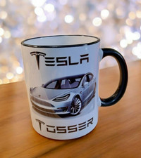 Tesla model mug tosser wanker Savings money box funny mugs for him secret santa.