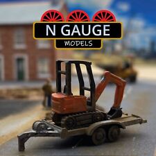 PAINTED - N Scale Gauge 1.5t Mini Digger & Trailer  1:148 (Excavator 1:160)