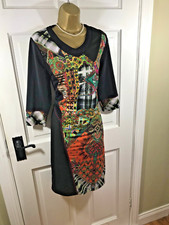 Jorli Black & Multicoloured Patterned Lined Dress, UK 18, New Without Tags