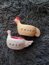 2 x Set Friends Chick Duck Egg Cup Ceramic Easter Decor Art Gift