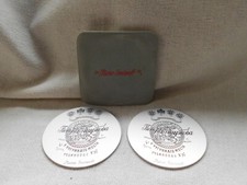 PIERRE SMIRNOFF ALUMINIUM PAIR DRINKS GLASS COASTERS in ORIGINAL SLIPCASE COVER