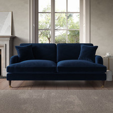 Navy Velvet Sofa 3 Seater with