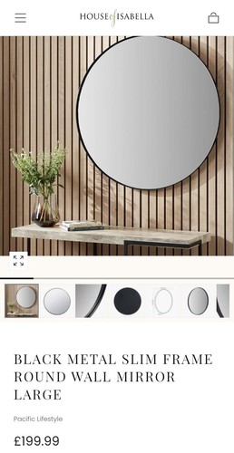 Black slim frame round wall - black,