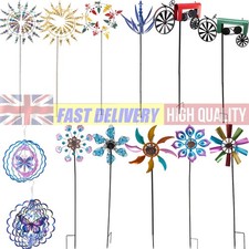 Garden Windmill Wind Spinner Metal Tractor Spinning Wheels Yard Decor Sculpture