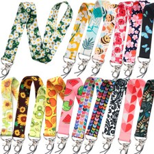 FLORAL PATTERN FLOWER FRUIT LANYARD Card Holder Office Birthday Christmas Gift