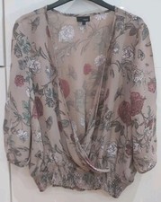 Next Wrap Bubble Hem Floral Three Quarter Length Sleeve Size 14