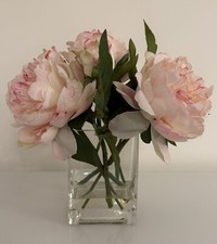 Artificial Pink Peonies In Glass Vase