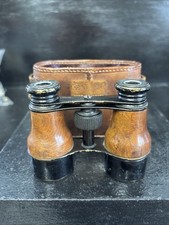 Unusual Antique Pair Of Ross London Opera Glasses With Wooden Casing Working