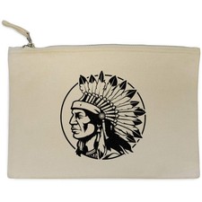 'Native American Chief' Canvas Clutch Bag / Accessory Case (CL00038352)