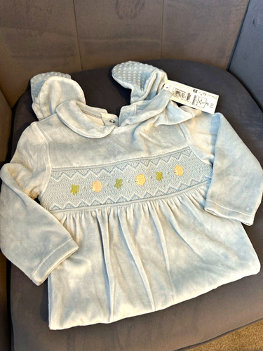 Velour sleepsuit blue - m&s,