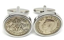 Premium 1950 Lucky sixpence cufflinks for a 75th Birthday Gift cufflinks - HT