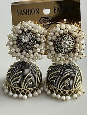Indian Pakistani Jhumka Gold Plated With Pearls Design Jhumki Costume Jewellery