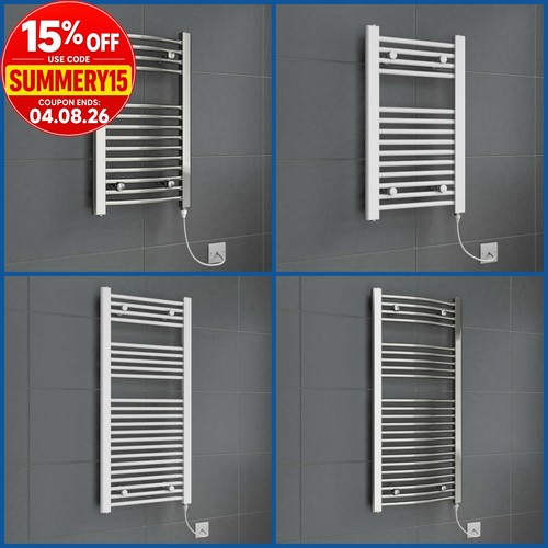 Chrome white heated towel rail - white,
