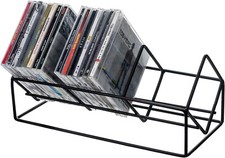 3 Slot Tabletop Black Metal Wire CD Storage Stand, DVD Media Organizer Rack