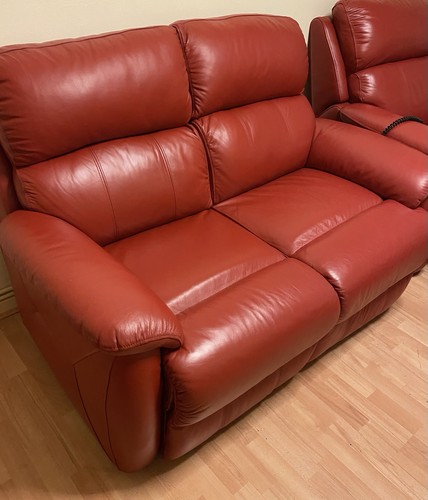 Red leather seater sofa - leather, 2-seater
