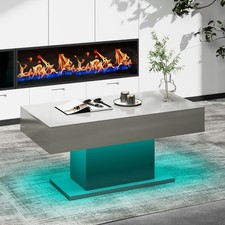 High Gloss LED Coffee Table Cocktail Center Table Modern Living Room Rectangle