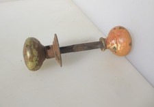 Victorian Brass Door Knobs Handles Old Rim Lock Antique 1 Plate Vintage