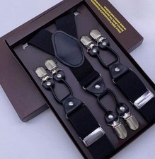 New Adult Men's 6 Clip Suspenders Adjustable Elastic Y-Shaped Formal Wear No Box