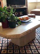 Vintage Rectangular Italian Travertine Coffee Table With Contrasting  Panel  