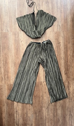 Zara khaki pleated - zara, 2-piece
