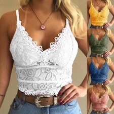 Womens Lace Floral Bralette Bralet Bra Bustier Crop Top Cami Tank Vest Camisole