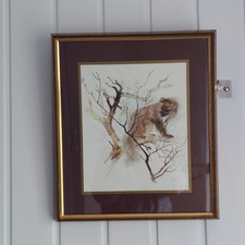 Vintage Mads Stage Marten Print Danish Artist Animal Quality Heavy Wooden Frame