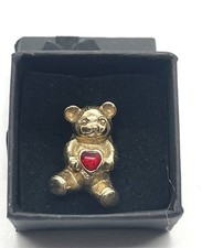 Vintage Avon July Ruby Birthstone Bear Heart Pin