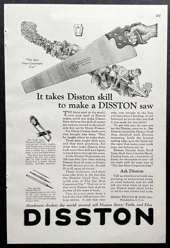 1924 disston hand saw - saw, print