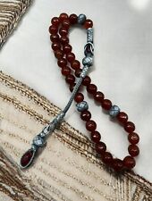 Red amber tasbeeh 925 carat