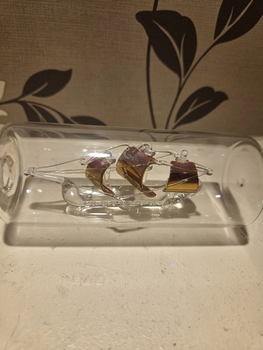 Hand blown crystal ship - hand,