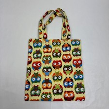 Unbranded Unisex Tote Bag Owl Print Yellow Cotton Canvas