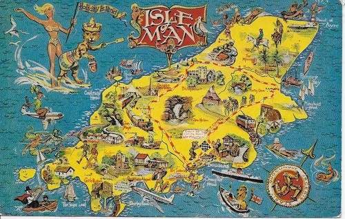 Isle man map postcard - isle,