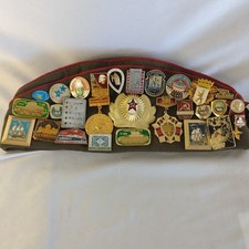 Vintage Russian Lapel Pins Military Memorabilia 27 Pins Plus Hat