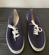 Shoe Tailor Navy Blue Lace Up Canvas Deck Shoes. Size 7
