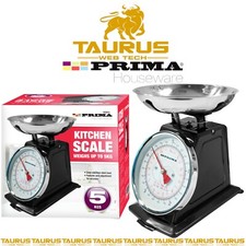 5 KG Vintage MANUAL Kitchen Scales TRADITIONAL Home Food WEIGHING Steel Bowl UK