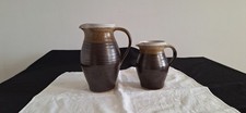 VINTAGE PAIR OF STUDIO POTTERY JUGS / PITCHERS WITH POTTERS MARK