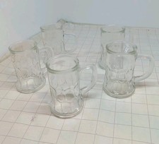 65mm French Reims Mini Glass Tankards shot glasses Vintage Pressed Glass x 6