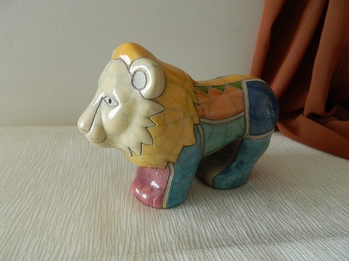 Raku pottery lion figurine - raku,