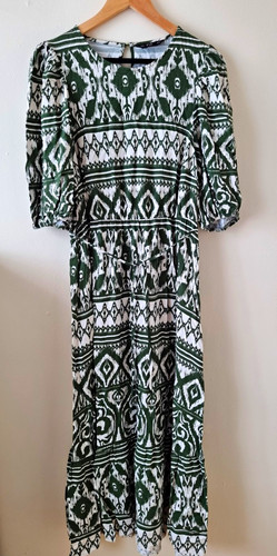 Green white geometric maxi - green,