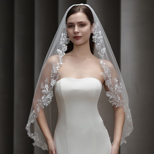 Ivory bride veil lace - uk,