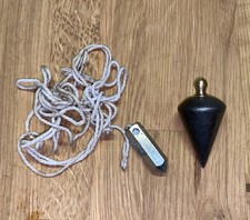 VINTAGE LARGE STEEL & BRASS PLUMB BOBS X2 BUILDER BRICKLAYER ENGINEERS OLD TOOLS