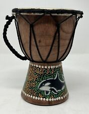 Bongo Djembe Drum Hand Made Painted Vintage African Wooden 6” Tall 4.5” Wide