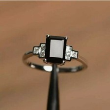 Emerald Cut Black Onyx & Lab