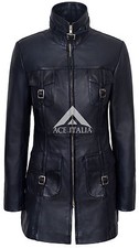 Ladies Leather Jacket Navy