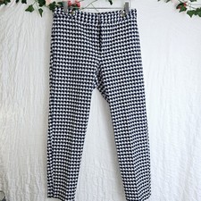 ZARA Check Retro Tapered Navy White size M Cigarette Trousers