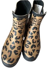 Tu Size 8 Leopard Print Ankle Wellies Wellington Boots Bnwt Union Jack