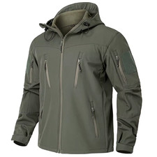 Men Waterproof Softshell Tactical Jacket Winter Windproof Fleece Hoodie Jacket 