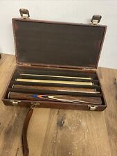 Vintage Antique 5pc Micro Screw In Pool Snooker Cue - Leather Carry Case
