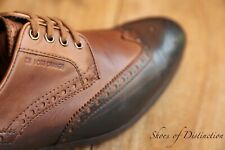 Hugo Boss Two Tone Tan Brown Leather Derby Brogue Shoes Men's UK 7 US 8 EU 41